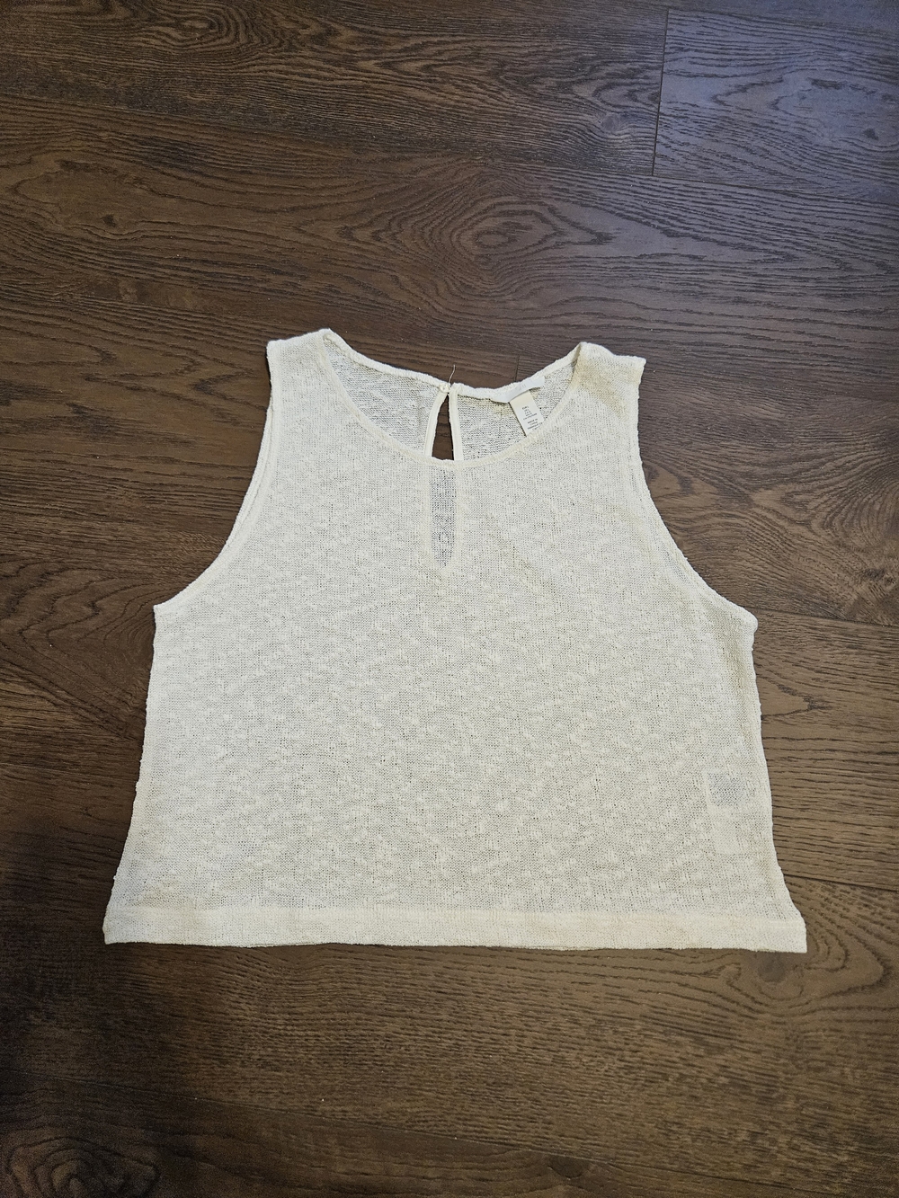 H&M Cream Sleeveless Knit Tank with Keyhole Back